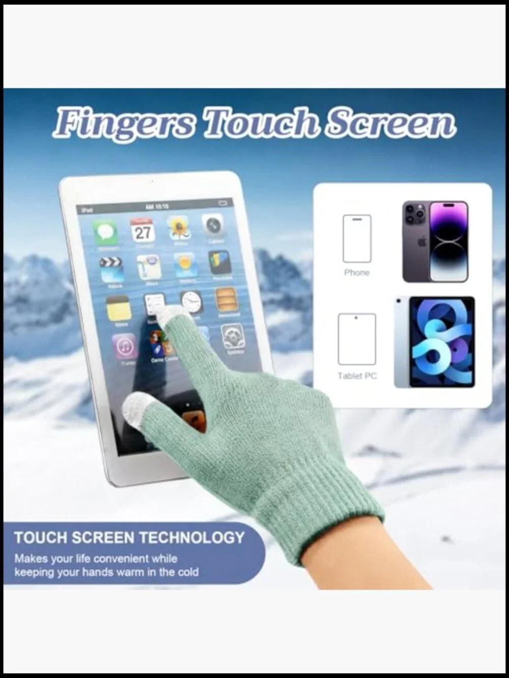 Winter Hat Gloves Scarf Set with Touchscreen Gloves and Fleece Neck Warmer